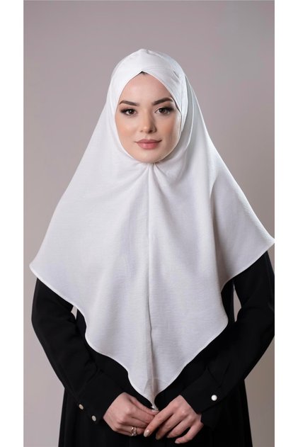 Cream Practical Ready Interlocking Hijab Scarf Cotton Jazz Fabric Single Layer Cross Hijab 2305_40