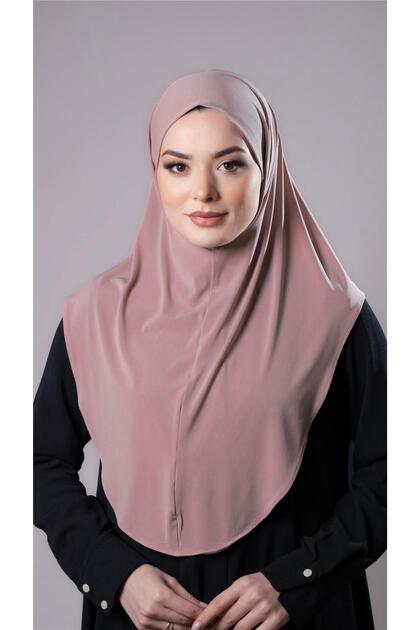 Powder Practical Ready-made Interlocking Hijab Scarf Sandy Fabric Plain Hijab 2308_06
