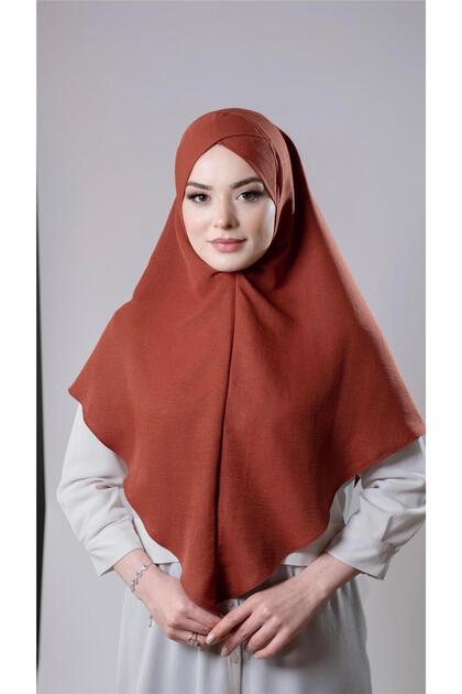 Tan Practical Ready-made Interlaced Hijab Scarf Cotton Jazz Fabric Single Layer Cross Hijab 2305_33