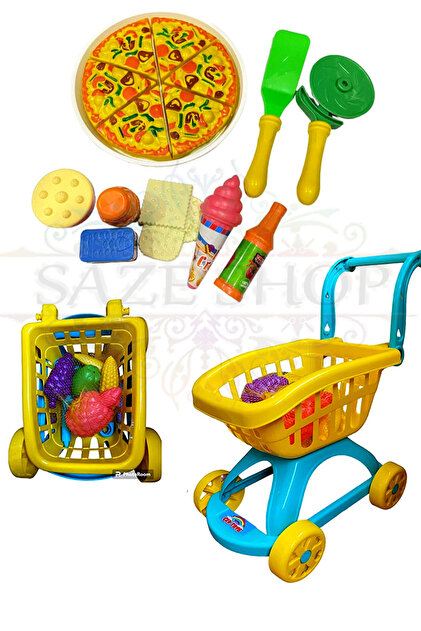 BYZ TOYS Pizza Seti 16 PARCA EVCİLİK VE MUTFAK SETİ +MARKET