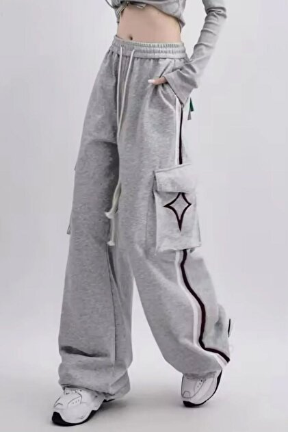 【nyxu】Verour Cargo Pants ミルク(グレー) Sサイズ EDVESS Yıldız Desenli Baggy Unisex Gri Pantolon eşofman - Fiyatı