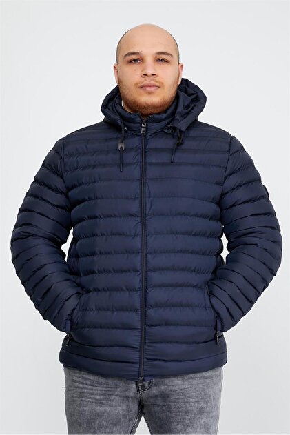 Danger Men's Plus Size Puffer Coat Navy Blue- Trendyol - Main Image