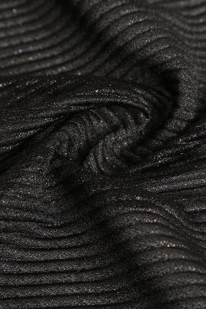 Violet Plain Pleated Black Glitter Tulle