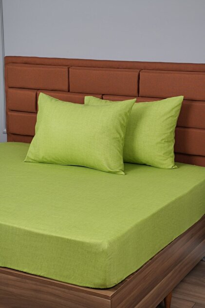 Double Elastic Sheet 2 Pillowcases Gift 160X200 Green
