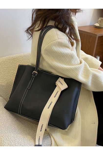 Coft Black Large Size Women's Hand and Shoulder Bag
