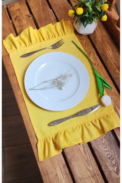 Spring Linen 2-Edge Ruffled Yellow Vintage 2-Piece American Service 30X50