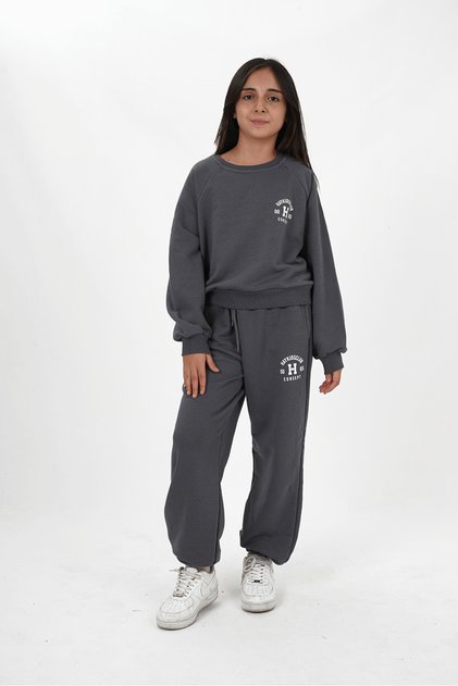 Girl's Crew Neck Printed Tracksuit Set