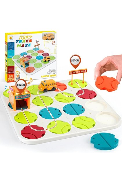 Learning Fun 34 Parça Stem Eğitici Beceri Geliştirici Kendin Yap Yol Inşa Oyunu Puzzle Oyuncak