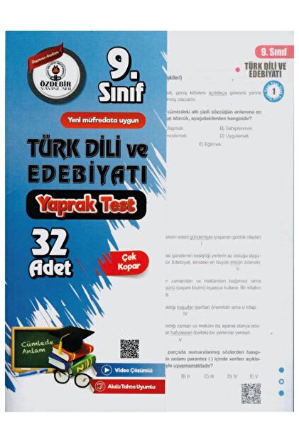 ÖZDEBİR YAYINEVİ 9.Sınıf Kimya Yaprak Test Özdebir Yayınları 2025 ÖZDEBİR YAYINEVİ 9.Sınıf Kimya Yaprak Test Özdebir Yayınları 2025