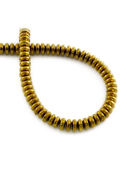 Hematit Doğal Taş Parlak Gold Rondela Kesim 6x2mm Dizi [AA]