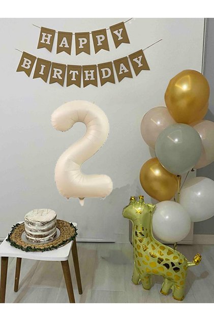 2 Year Old Balloon Set Birthday Balloon Decoration Set with Giraffe Balloon and Happy Birthday Banner