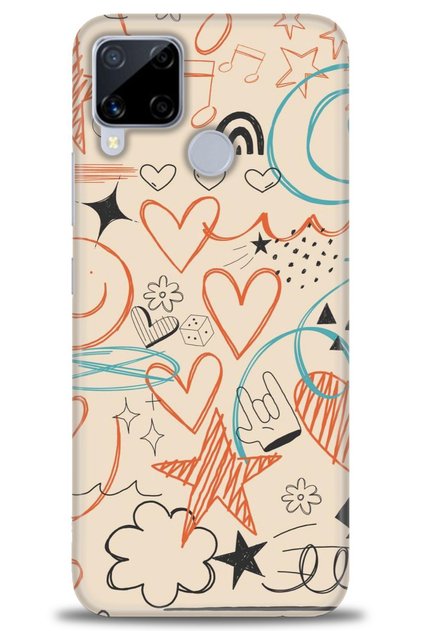 Realme C15 Case Hd Printed Case - Notes Orange + Full Screen Protector