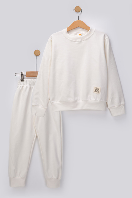 Basic Emblem 2 Thread Crew Neck Seasonal Kids Tracksuit Set
