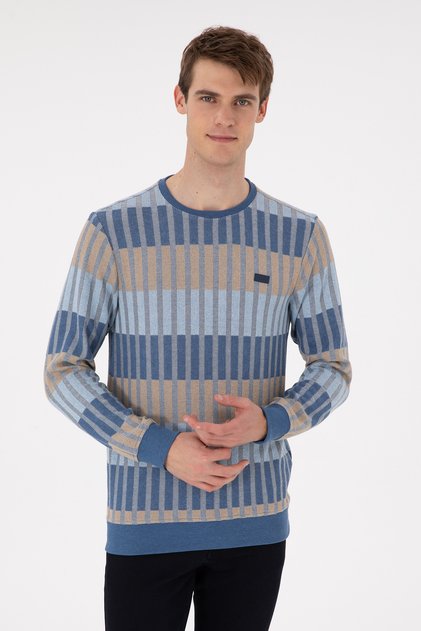 Men's Regular Fit Crew Neck Cream Sweatshirt 50290623-Vr071