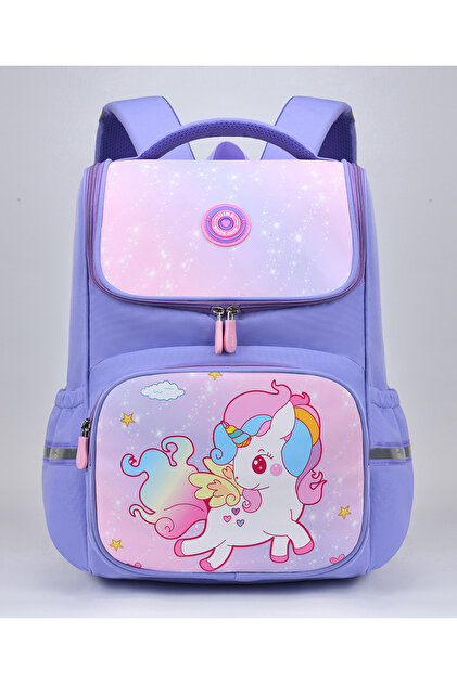 Unicorn Backpack for Girls 17" - Purple Cushioned Straps, Adjustable, Dirt-Resistant