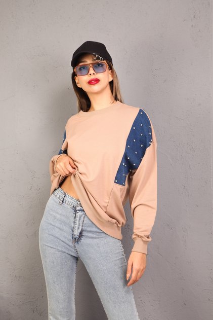 Women's Clothing 2Thread Jeans Detail Sweatshirt