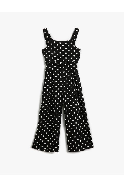 Polka Dot Thick Strap Jumpsuit with Window Detail on the Back