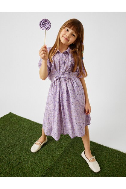 Girl's Lilac Patterned Dress 2SKG80030AW