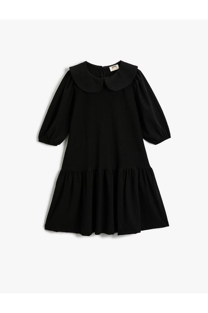 Dress Wide Baby Collar Balloon Sleeves Layered Ruffles