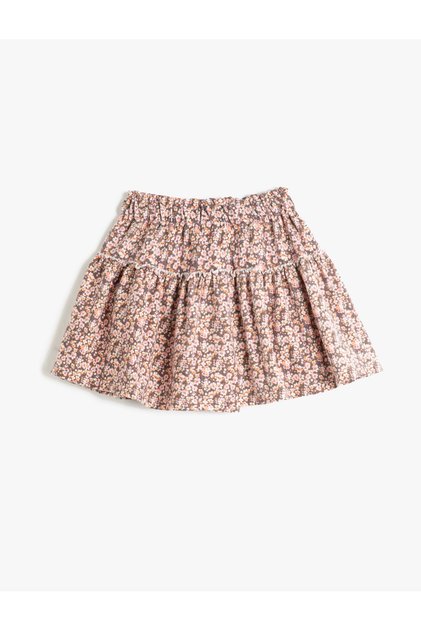 Mini Skirt Floral Layered Elastic Waist