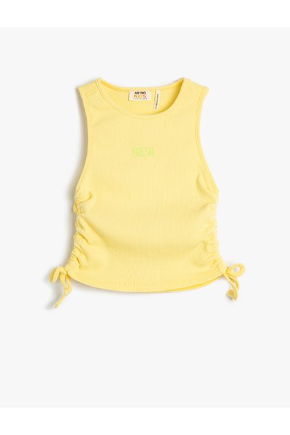 Sleeveless Crop Tank Top - Round Neck and Side Tie