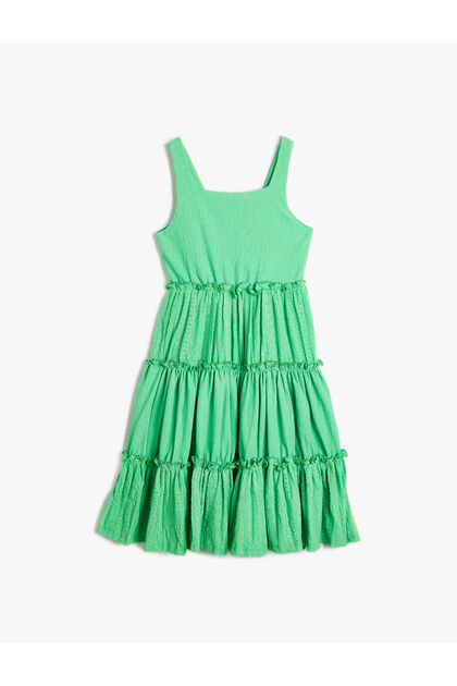 Strap Dress Square Neck Textured Layers