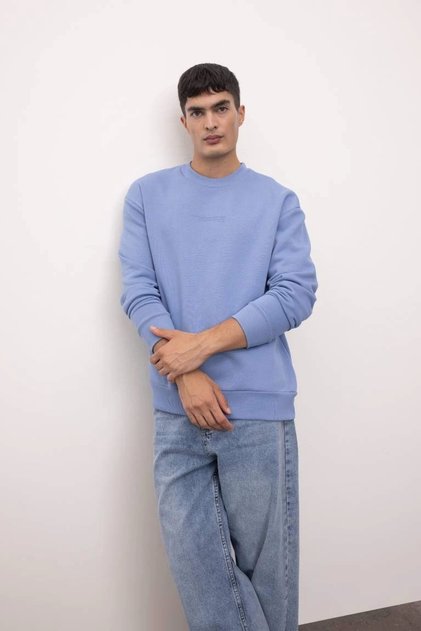 Boxy Fit Bisiklet Yaka Baskılı Sweatshirt (26 AU)