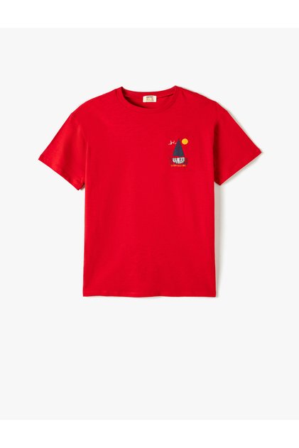 Oversize T-Shirt Sailboat Print Detailed Short Sleeve Cotton