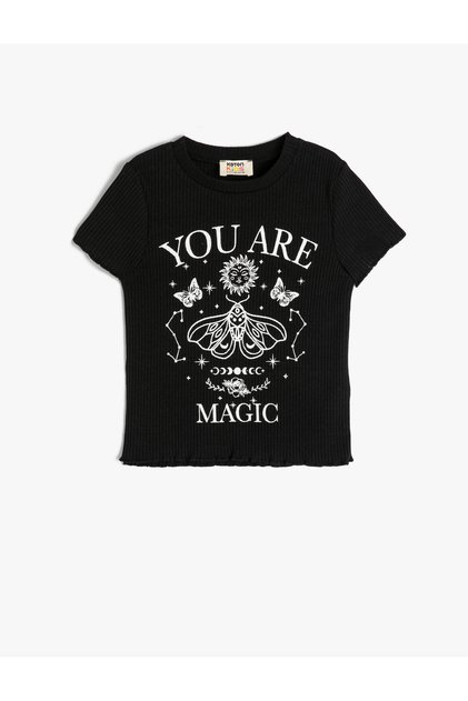 T-Shirt Slogan Printed Short Sleeve Crew Neck