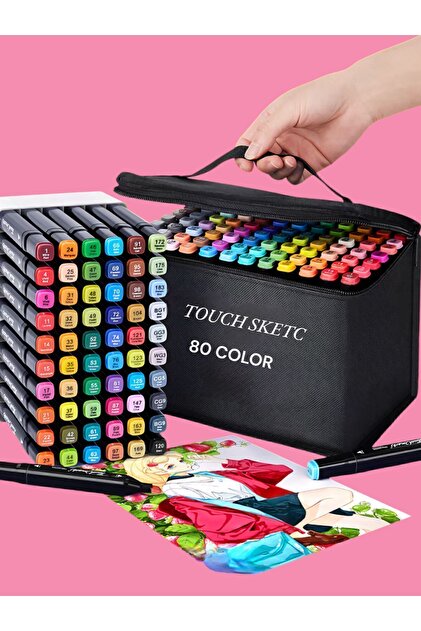 TOUCH SKETC 80 'li Çift Taraflı Marker Kalem Seti Çantalı Ve