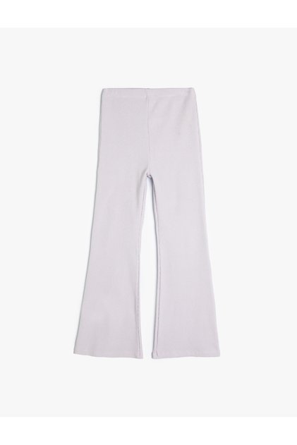 Flared Leg Trousers with Ribbed Elastic Waist