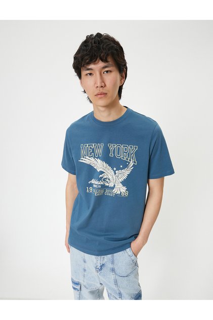 Slogan Printed T-Shirt Crew Neck Short Sleeve Cotton