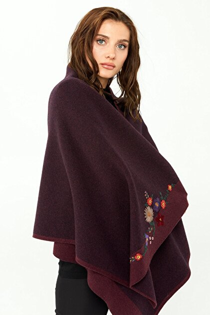 Women's Floral Embroidered Knitwear Shawl K.Mürdüm