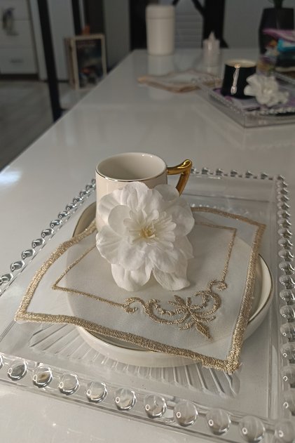 Reca Model 6 Pieces Cocktail Napkin Coffee Presentation Napkin Coasters Luxury Decorative Large Presentation