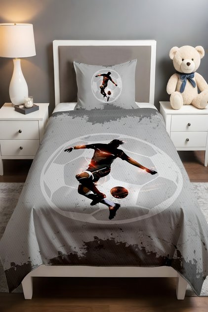 Gray Luminous Football Player Patterned Single Baby Kids Pique Set