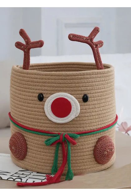 Boho Woven Attractive Jute Organizer Basket Flowerpot Toy Box Home Gift Concept Product