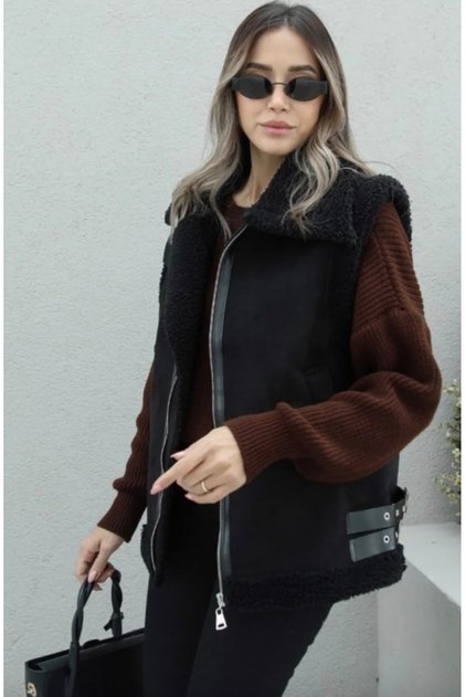 Sals Inside Plush Coated Nubuk Vest Black