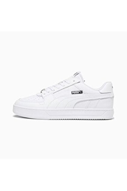 Emporio Armani Erkek %100 Deri Marka Logolu Beyaz-Lacivert Sneaker