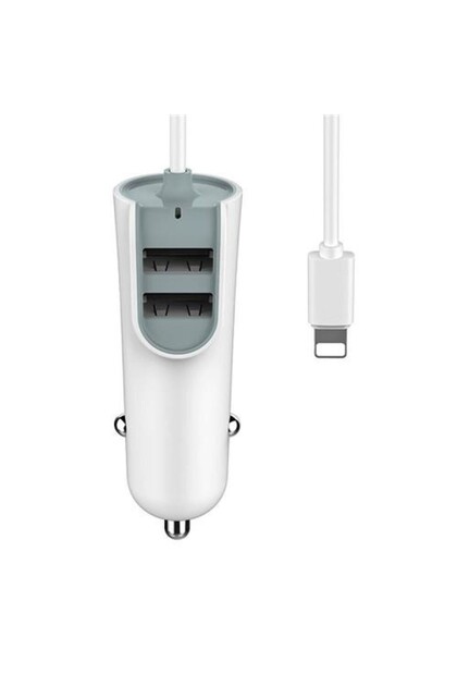 iPhone 6/7/8/X/XR/XsMax/11/12/13/14 Serileri ile Uyumlu Araç İçi Çakmaklık Şarj Başlığı ve Kablo Set