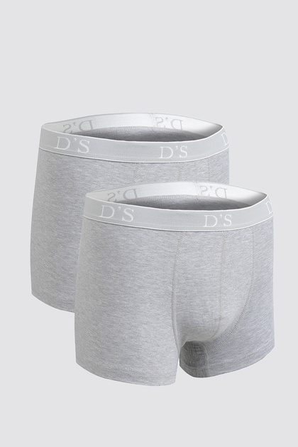Ds Damat Gray Elastic Waist Lycra Stretchable Boxer Set of 2 with Brand Logo
