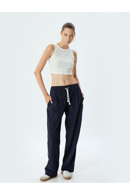 Parachute Pants with Lace-Up Waistband and Pocket Detailing