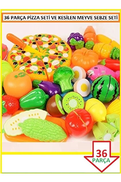 OYUNCAKSAHİLİ Tepside Pizza Kesilen Meyve Sebze Dondurma Bisküvi