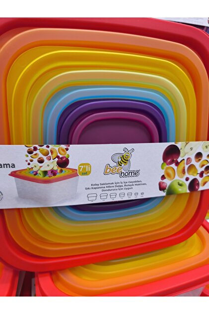 クマックスBIG 6色セット Bee Home Plastik 7'li Gökkuşağı Model Saklama Kabı Toplam 13 Litre