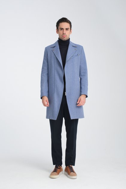 Men's Long Coat Zippered Fish Back Fabric