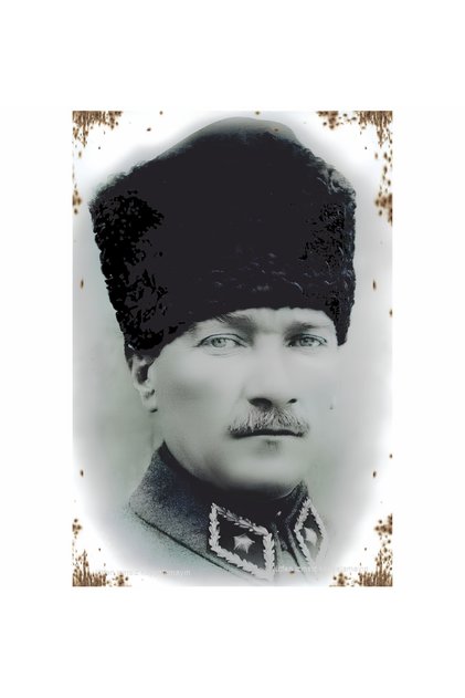 Mustafa Kemal Ataturk Chief Commander Hearted Home Decoration Painting Retro Wood Poster