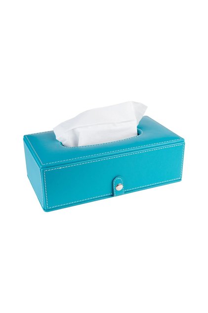 Turquoise Faux Leather Napkin Holder Tissue Box - 13*24*6 cm