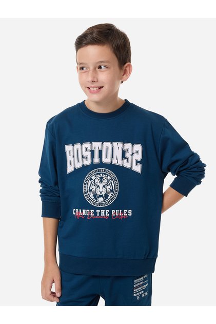 Varsity Print Round Neck Sweatshirt