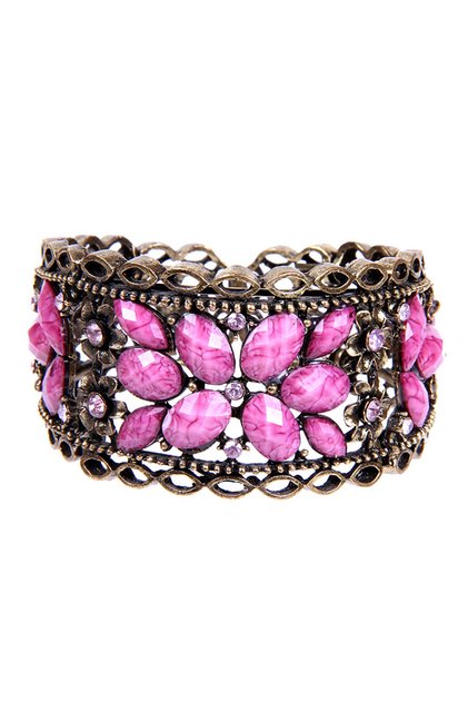 Purple Stone Cast Metal Handcuff Model Women's Bracelet