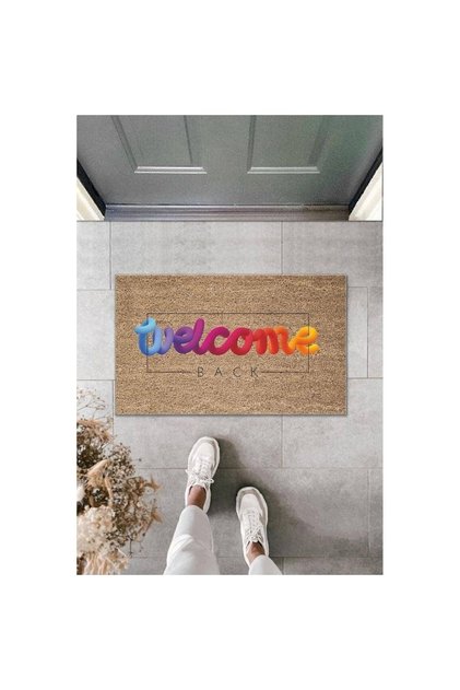 1Digital Printing Quality Brown Mixed Color Welcome Decorative Door Mat