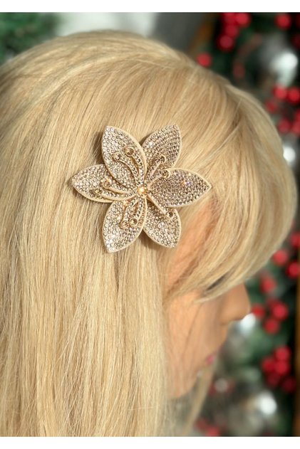Luxury Crystal Stone Gold Star Flower Lotus Flower Birthday Invitation Christmas Special Occasion Side Buckle
